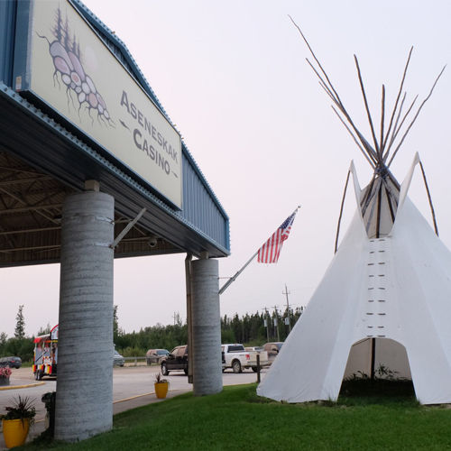 Outdoor view of the tipi at Aseneskak Casino & Lounge
